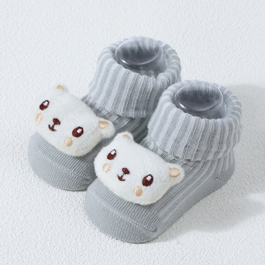 Calcetines bonitos de dibujos animados de oso, León, Panda, calcetines de bebé para niños y niñas, calcetines de tubo sólidos de algodón suave para recién nacidos, calcetines para niños