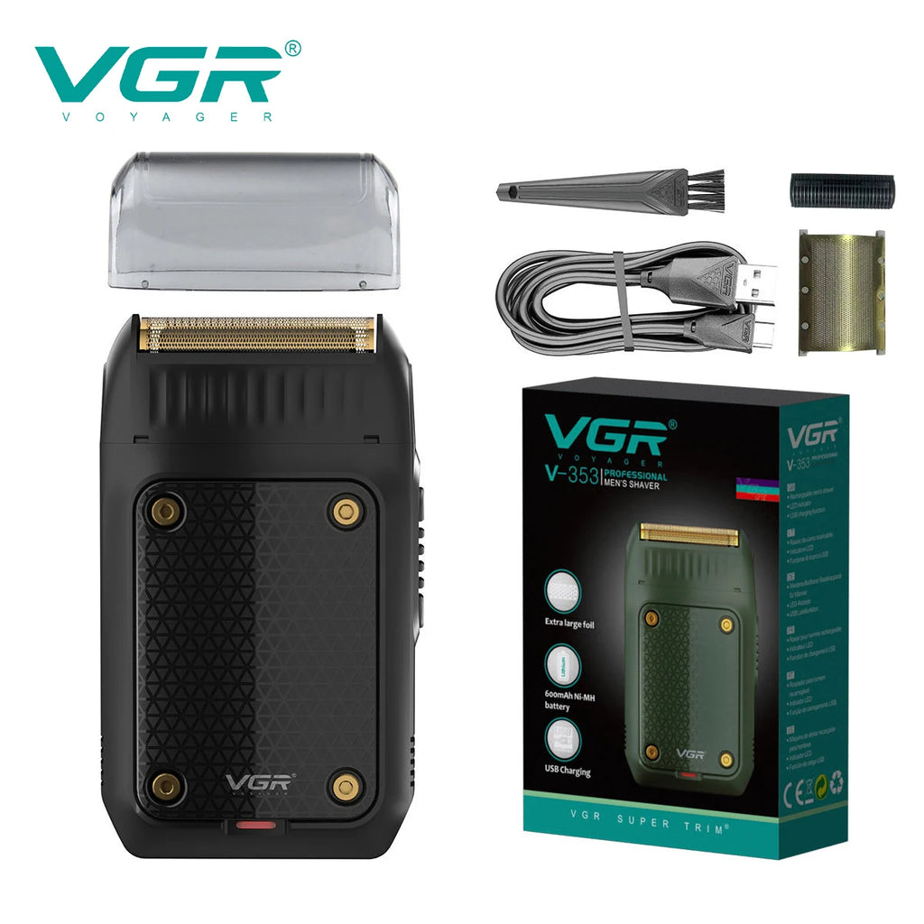 Afeitadora VGR V-353 de afeitar profesional, máquina de afeitar eléctrica, recortadora de barba portátil, Mini afeitadora recargable para hombres