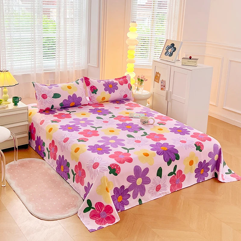 Sábanas Suaves y Agradables al Tacto, Estampadas, para el Hogar, Planas, para Cama King, Queen, Individual, Doble, Transpirables, Duraderas, 1 o 3 Piezas/Juego