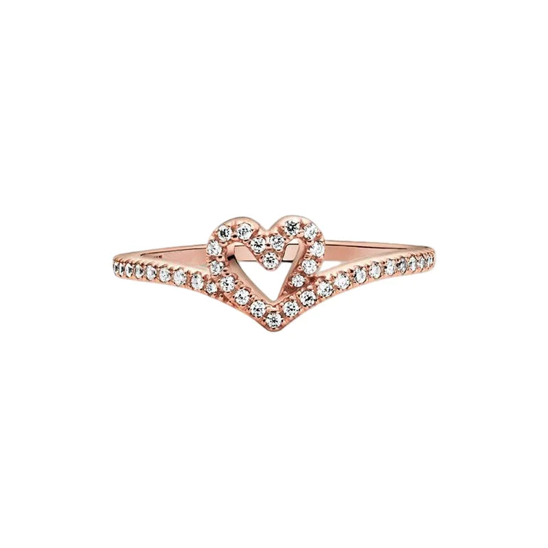 Anillo de Plata 925 con Corona y Corazón de Circonio Dorado para Mujer, Joyería Europea de Moda para Bodas y Fiestas, Regalo DIY