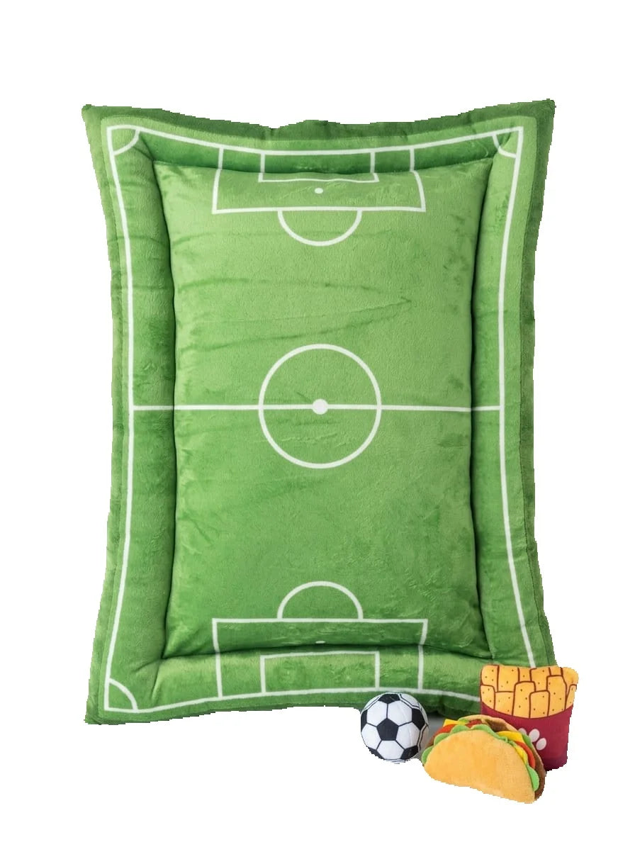 Cama de Perro Cuadrada Estilo Cancha de Fútbol Muebles para Perros y Gatos Diseño Moderno y Deportivo Ideal para Hoga