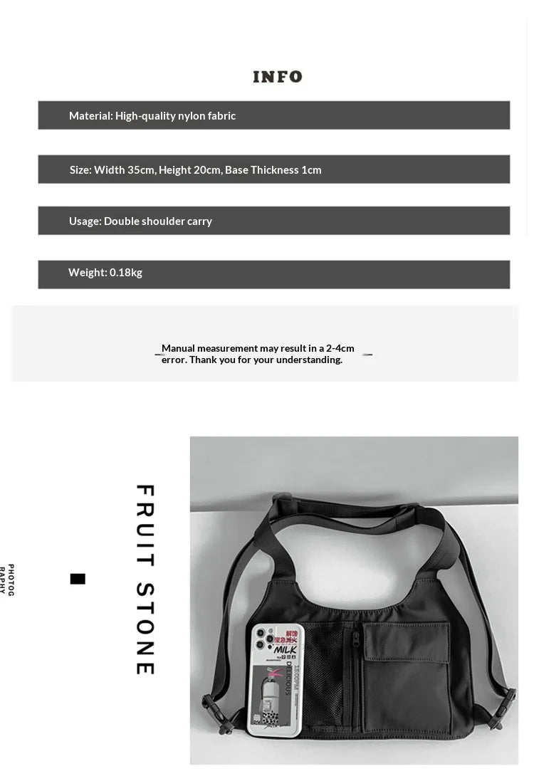 Bolso de Pecho Unisex Estilo Hip-Hop de Homefish, Bolsos de Pecho de Nailon de Alta Calidad, Mochila Táctica Multifuncional