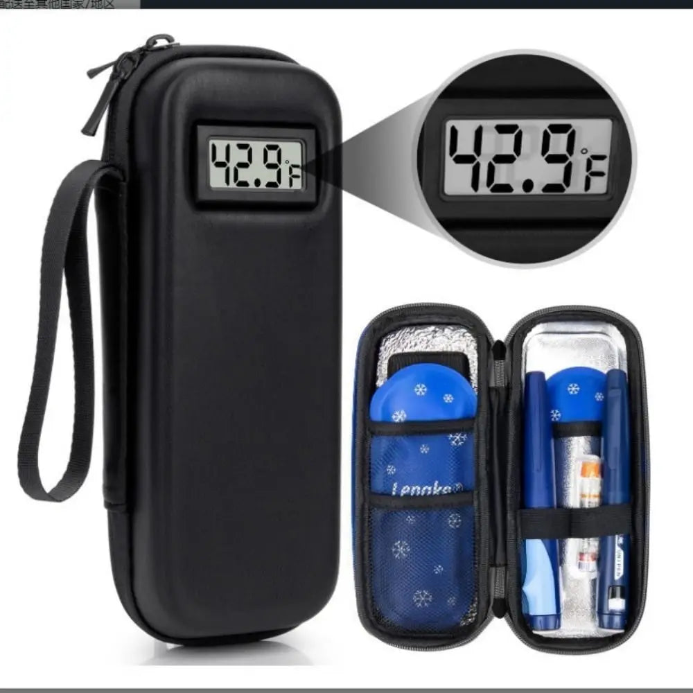 Enfriador de insulina impermeable, Estuche De Viaje, organizador de medicina refrigerado portátil reutilizable, aislado con pantalla de termómetro