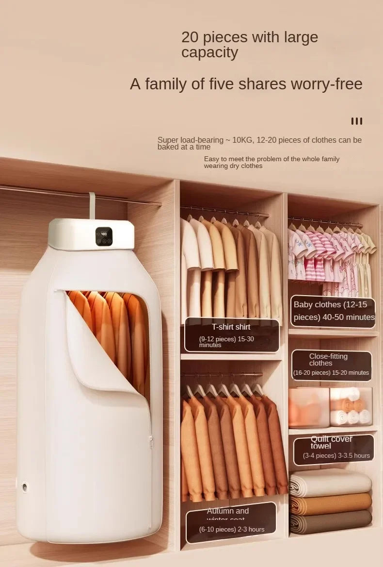 Nuevo Secador de Ropa Portátil Eléctrico, Secador de Ropa Portátil de Secado Rápido, Armario Doméstico con Bolsa de Secado, Accesorios de Invierno