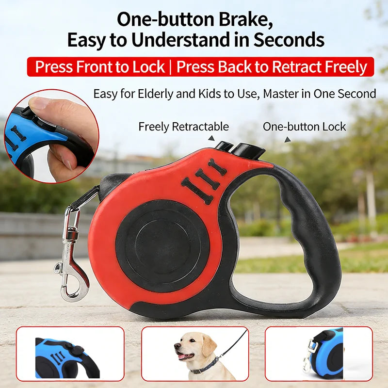 Correa Retráctil Automática para Mascotas, Cuerda de Nailon Resistente para Pasear Perros, Cuerda de Tracción Ajustable para Gatos, Dispositivo de Tracción Antirrotura para Mascotas
