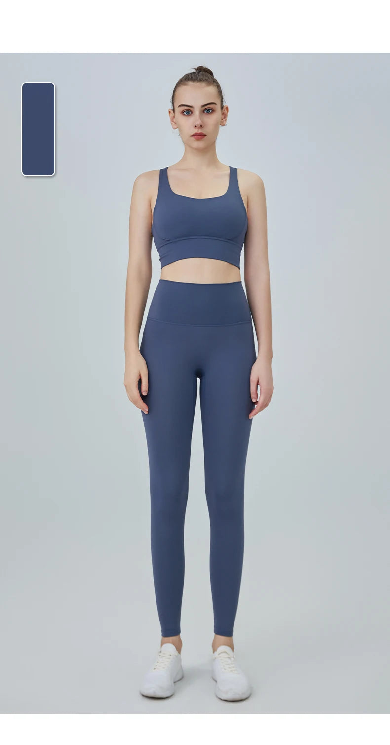 Ropa de Yoga de 2 piezas, chándal para mujer, ropa atlética, traje de Fitness para Pilates, entrenamiento de gimnasio, ropa de realce, Sujetador deportivo, traje de mallas