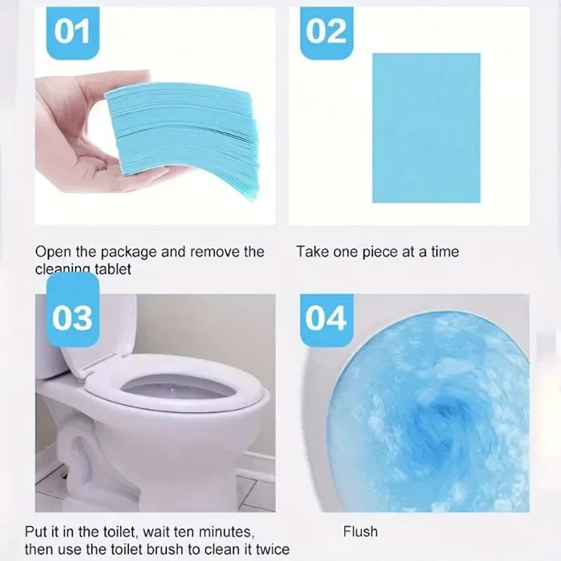 30/60 Uds hojas de limpieza de inodoro quitamanchas para el hogar limpiadores de inodoro efervescentes limpieza de suelo del baño aroma fresco