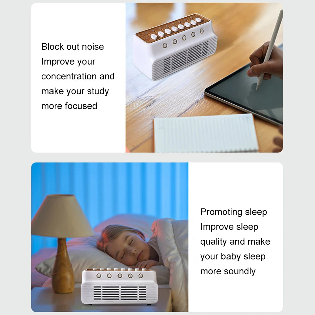 Máquina de sonido blanco para bebés con 8 sonidos naturales, altavoz inalámbrico compatible con Bluetooth, caja de música portátil, herramienta de ayuda para dormir en el dormitorio