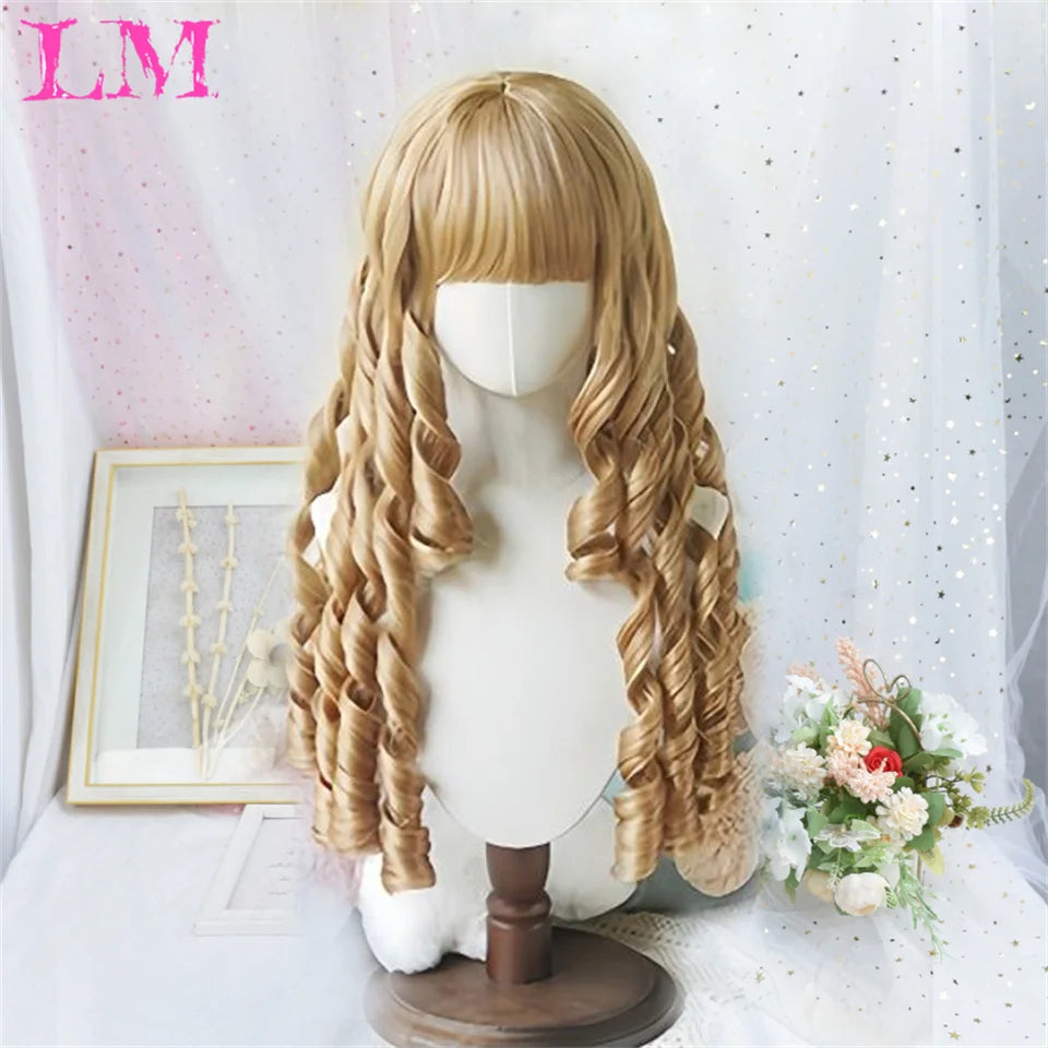 Pelucas sintéticas largas y rectas LM, color azul claro con reflejos de ceniza, peluca de Cosplay con flequillo para mujeres, pelo Natural, fibra resistente al calor