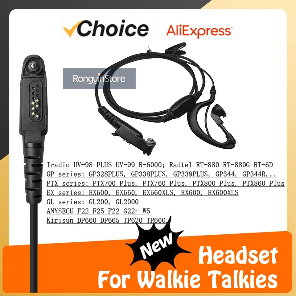 RT-880 auriculares para GP328 Plus GP388 Radtel RT-880G Iradio UV-98 plus PTT UV-99 auricular Radio bidireccional Walkie Talkie micrófono