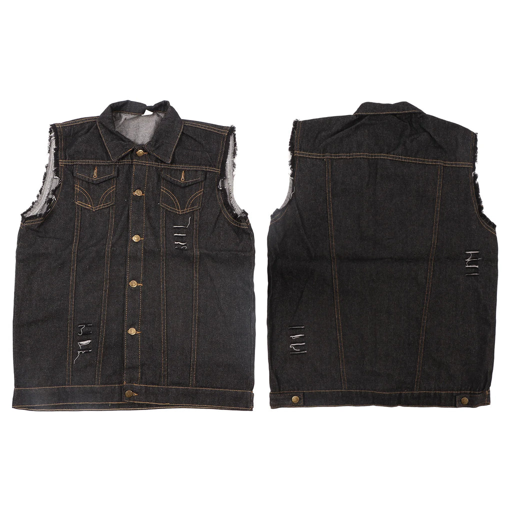 Chaleco Vaquero para Hombre, Cuello Vuelto, Sin Mangas, de Moda, con Botones, Estilo Casual