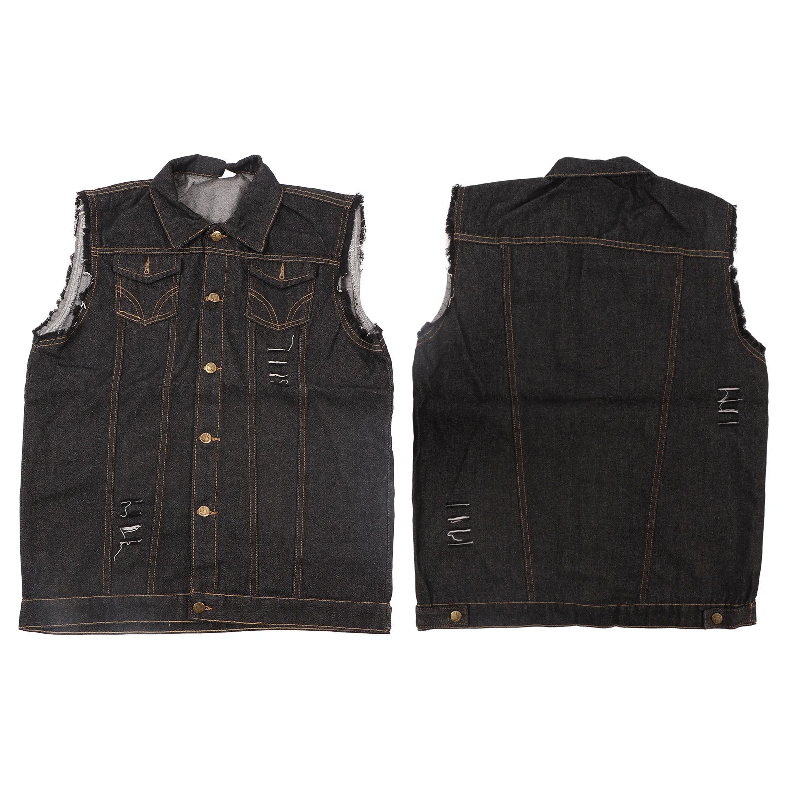 Chaleco Vaquero para Hombre, Cuello Vuelto, Sin Mangas, de Moda, con Botones, Estilo Casual