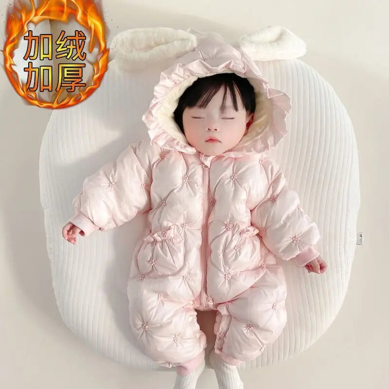 Nueva ropa gruesa de invierno, mono, ropa de algodón, pelele para bebé, ropa súper bonita para salir, traje de descanso para recién nacido de 100 días