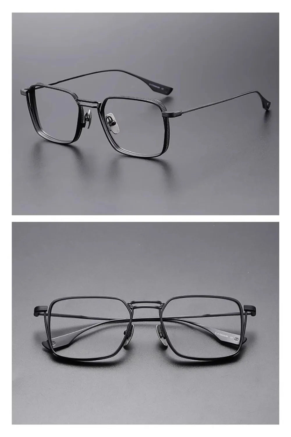 Gafas KLASSNUM para hombre, monturas ópticas de Metal cuadradas Vintage con lentes transparentes para hombre, gafas con lentes de luz azul, diseño de lujo