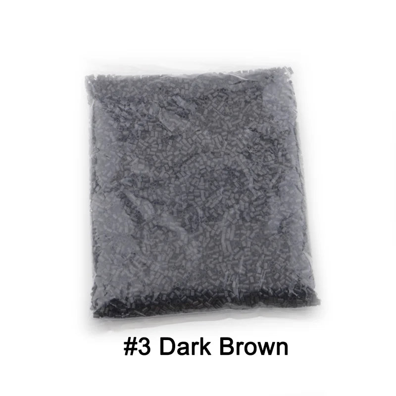 Mini microanillos de cobre de 6000x4mm, marrón oscuro, liso, extremo plano, bloqueo de microcuentas, enlaces, Punta I, herramientas de extensión de cabello, 3024 unids/lote por bolsa