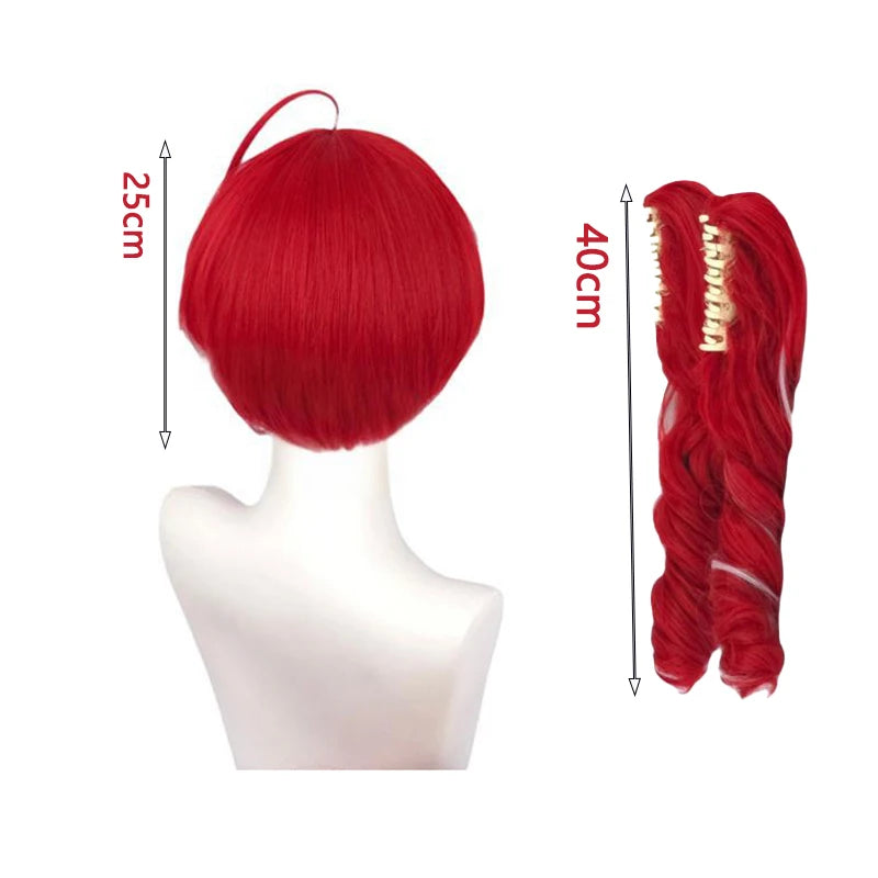 Peluca de Cosplay Kasane Teto, Roja con Reflejos Blancos, Rizada, con Dos Colas de Caballo, Resistente al Calor, Cabello Sintético de Anime para Comic Con y Halloween