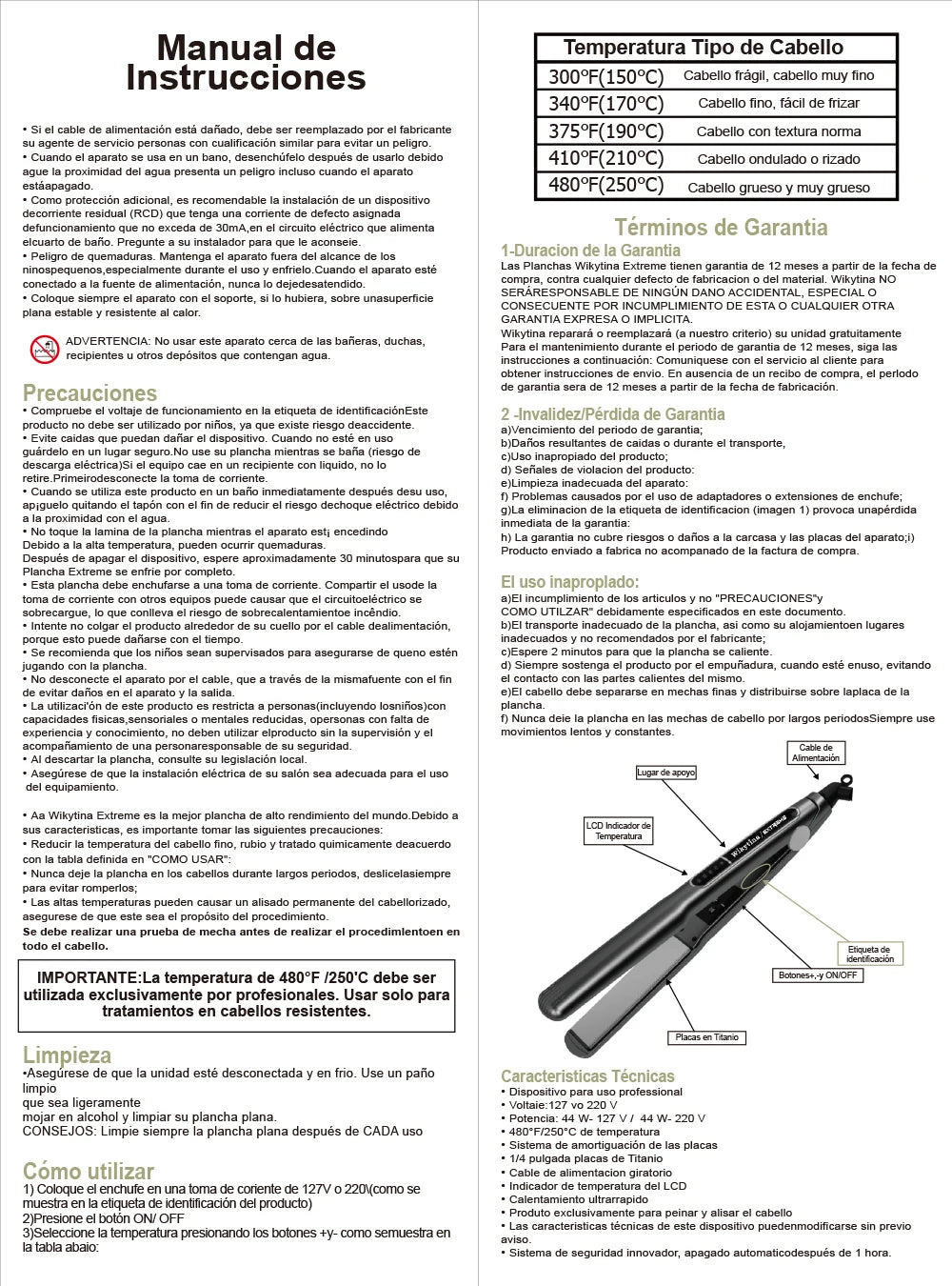 Plancha de Pelo Profesional con Iones Negativos, Calentamiento Rápido, Placas de Titanio, Temperatura Ajustable, Anti-Frizz, Alisador de Pelo Suave