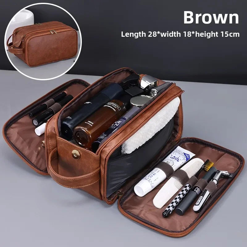 Neceser de PU con múltiples bolsillos para mujer y hombre, bolsas de maquillaje esenciales de viaje, bolsa colgante impermeable, bolsa organizadora de lavado de cosméticos