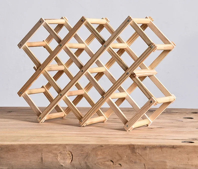 Estante de Madera Plegable para Almacenamiento de Vino, para 3-10 Botellas, Fácil de Montar, Apilable, para Organización del Hogar, Bar, Cocina o Bodega