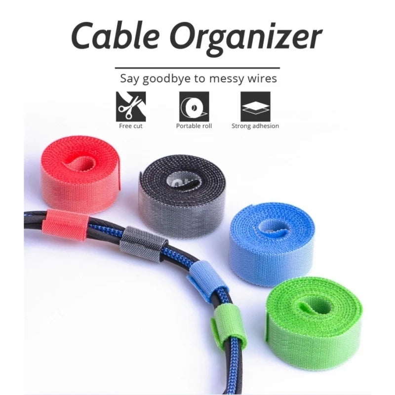 Organizador de cables de 1/5M, cinta enrolladora de cables, lazos de gestión de cables para auriculares y ratón, protector para iPhone, Xiaomi, Samsung