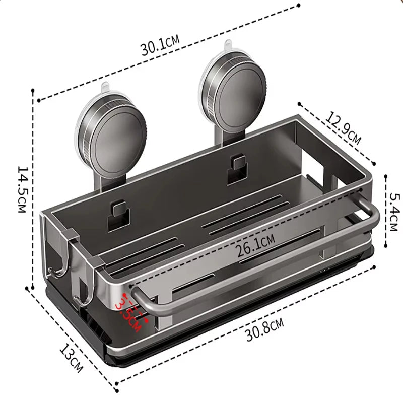 Estante de almacenamiento con ventosa, estante de almacenamiento montado en la pared sin perforaciones, ahorro de espacio, estante de almacenamiento para baño y cocina, soporte para esponja de cocina