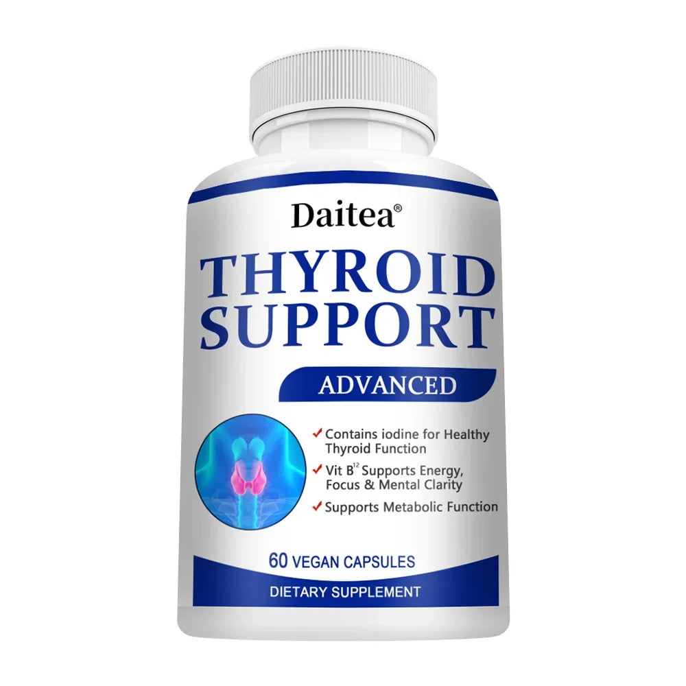 Suplemento Tiroideo con L-tirosina, Iodo, Zinc y Selenio - Promueve la Memoria, Cognitiva, Salud y Metabolismo de Tiroides, NO-GMO