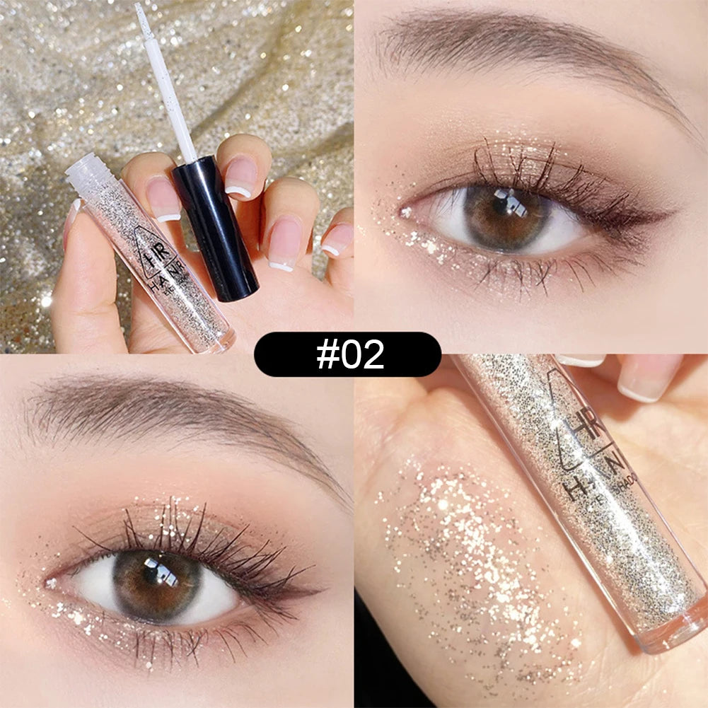Sombra de ojos fina perlada, líquido brillante, maquillaje de ojos resistente al agua, brillo líquido perlado