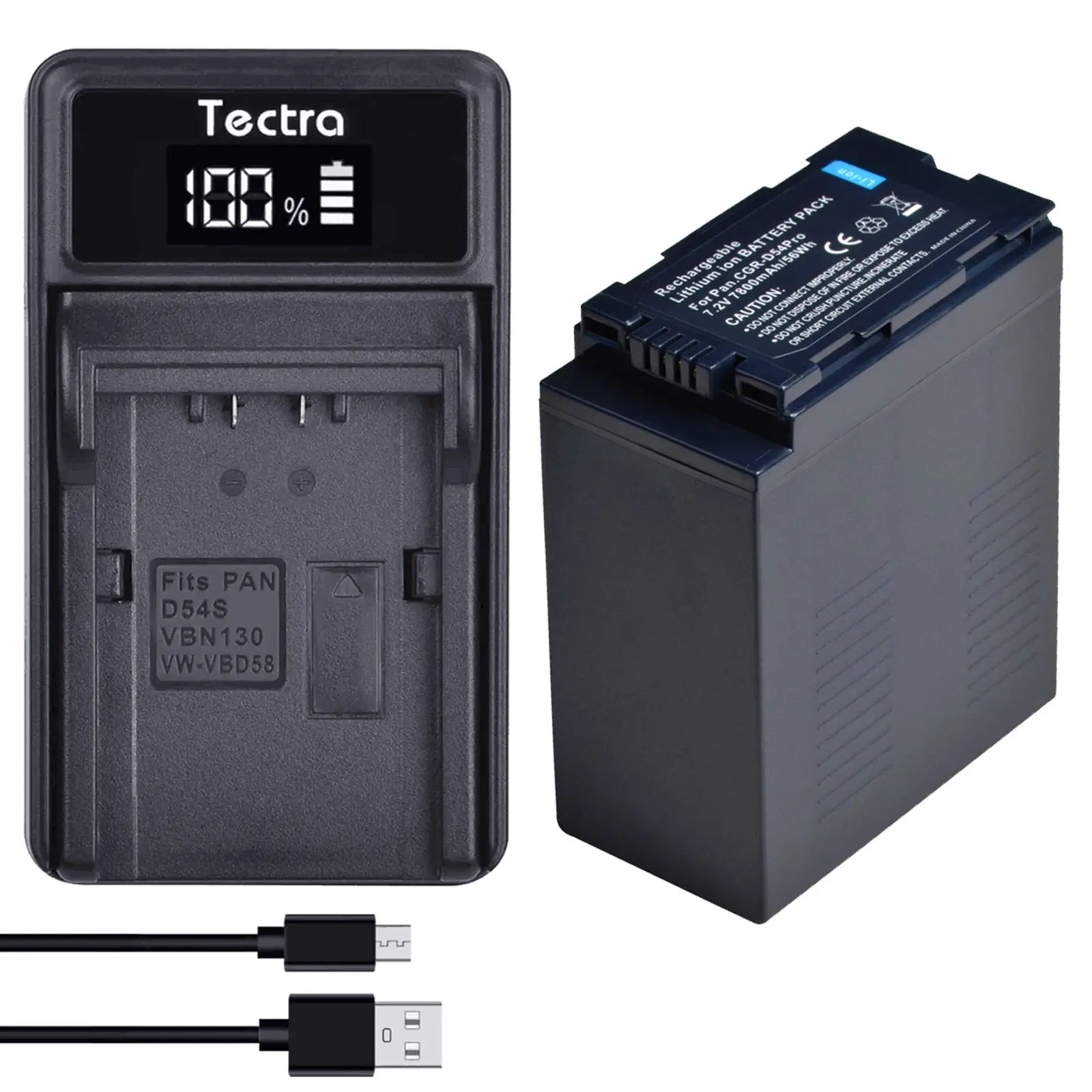 CGA-D54 CGA-D54S Batería/cargador de iones de litio de 7800mAh para Panasonic AG-HPX255 AG-HVX200 AG-HVX201 NV-DS29 NV-DS30 VW-VBD29 NV-MX5