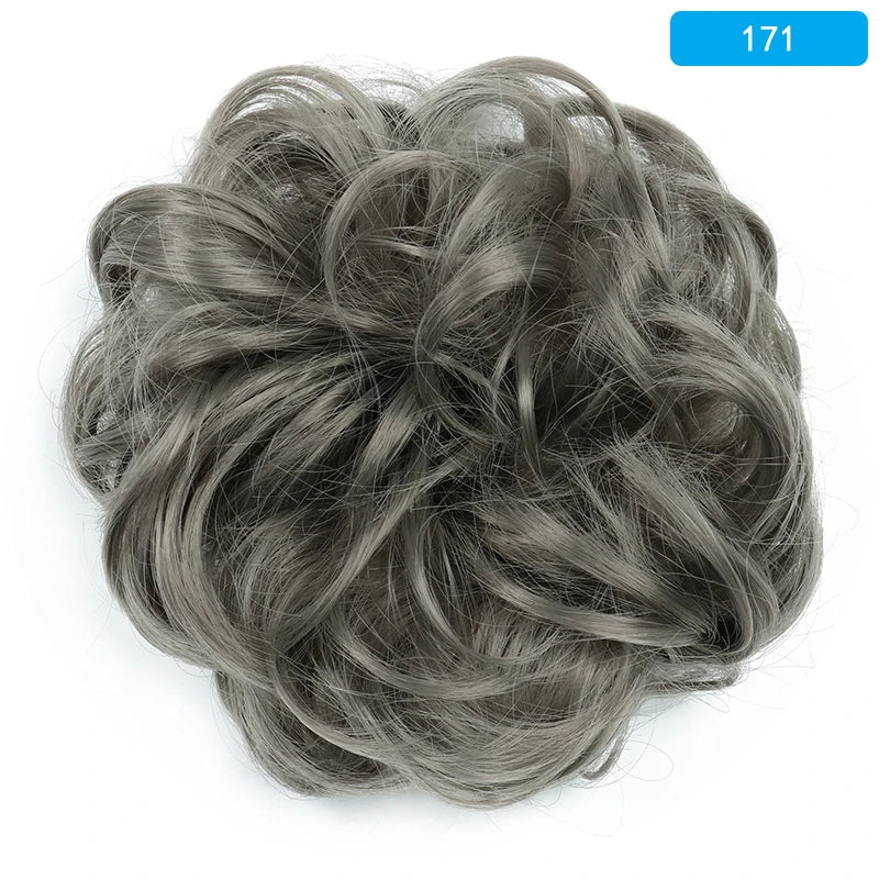 AZQUEEN-extensión de cabello de moño desordenado, banda elástica sintética, moño ondulado rizado, Scrunchies Donut Updo, postizo para mujer