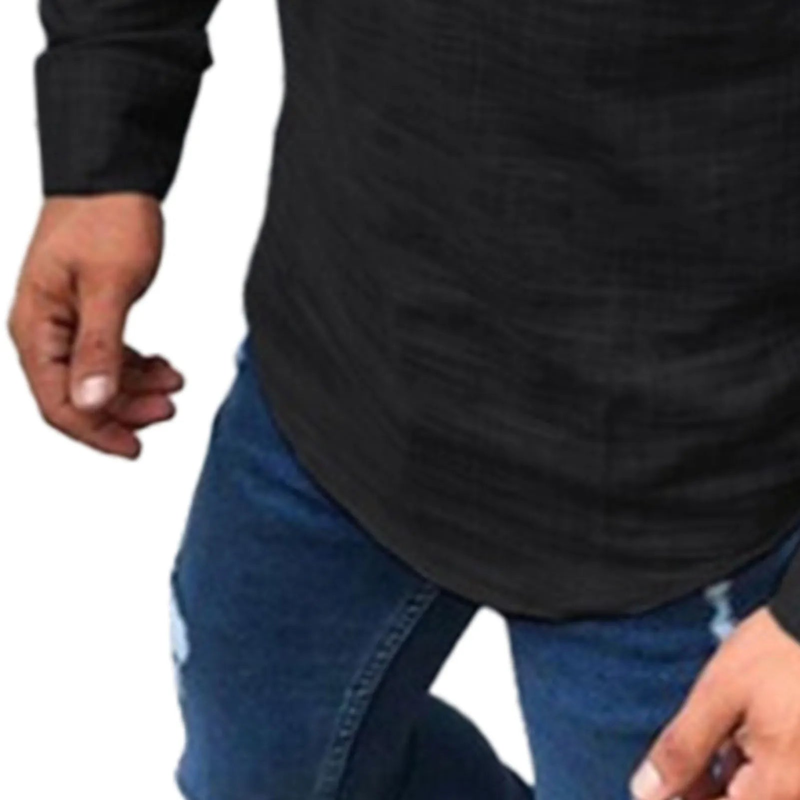 Top de manga larga para hombre, camisa de manga larga ajustada informal con botones suaves en la parte delantera, Color liso, manga larga para hombre