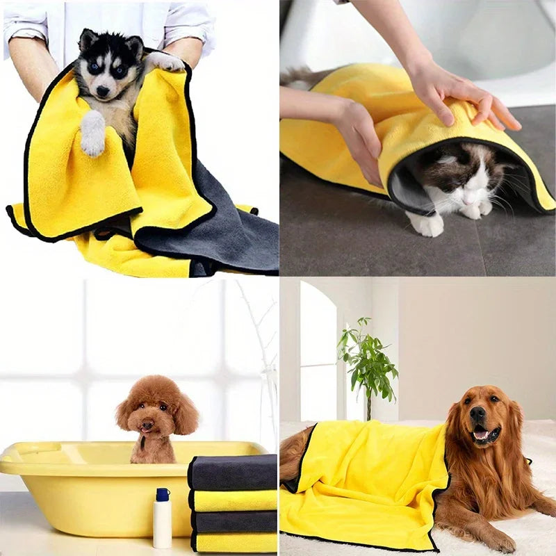 Toalla absorbente para mascotas, toalla de baño de secado rápido para perros y gatos, toalla para mascotas súper absorbente de fibra ultrafina, suministros de limpieza