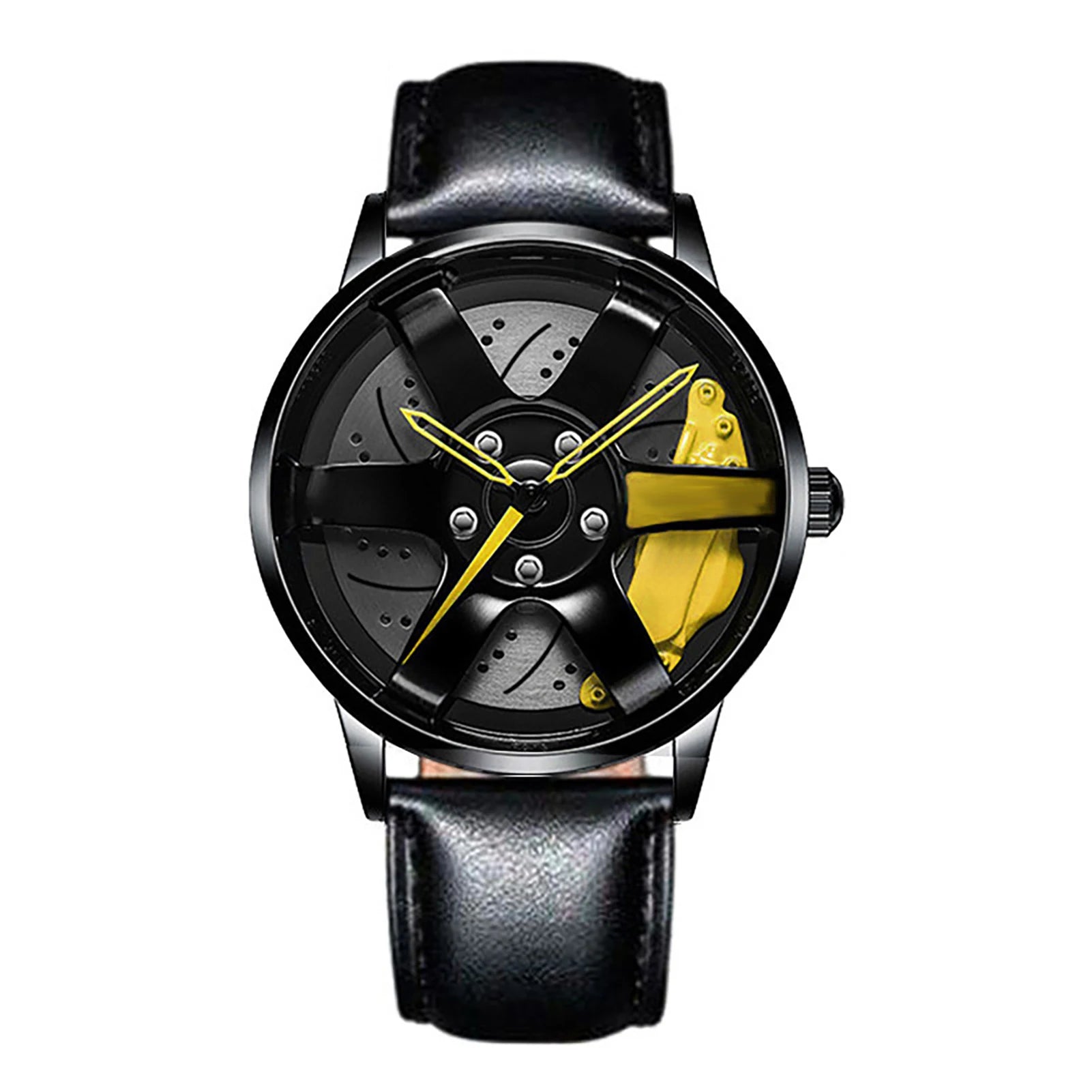 Reloj de pulsera de cuarzo para hombre, de acero inoxidable, a la moda, con esfera deportiva, llanta de coche, cubo de rueda, relojes de pulsera de lujo para negocios