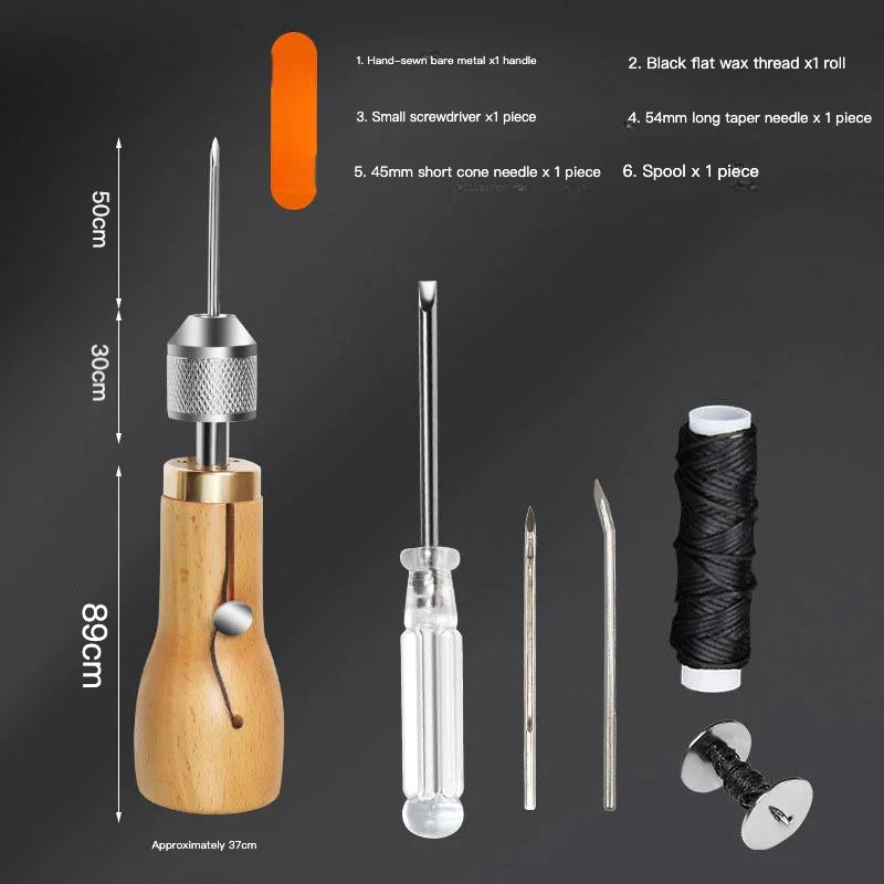 Kit de herramientas de punzón de costura a mano, hilo encerado de cuero, costura de retazos, herramienta de aguja, zapatos de cuero, bolsa, herramientas artesanales