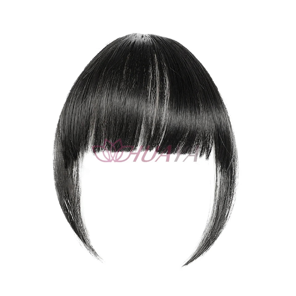 HUAYA-flequillo de aire sintético para mujer, pelo falso corto Natural, Invisible, sin costuras, extensiones de cabello frontal