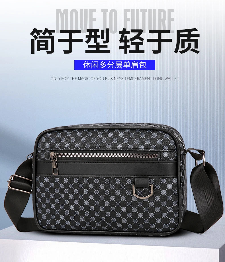 Bolso de hombro con estampado de moda para hombre, bandolera de mensajero de piel sintética, bolso de estilo Vintage para hombre, bolso de hombro, regalo para hombre