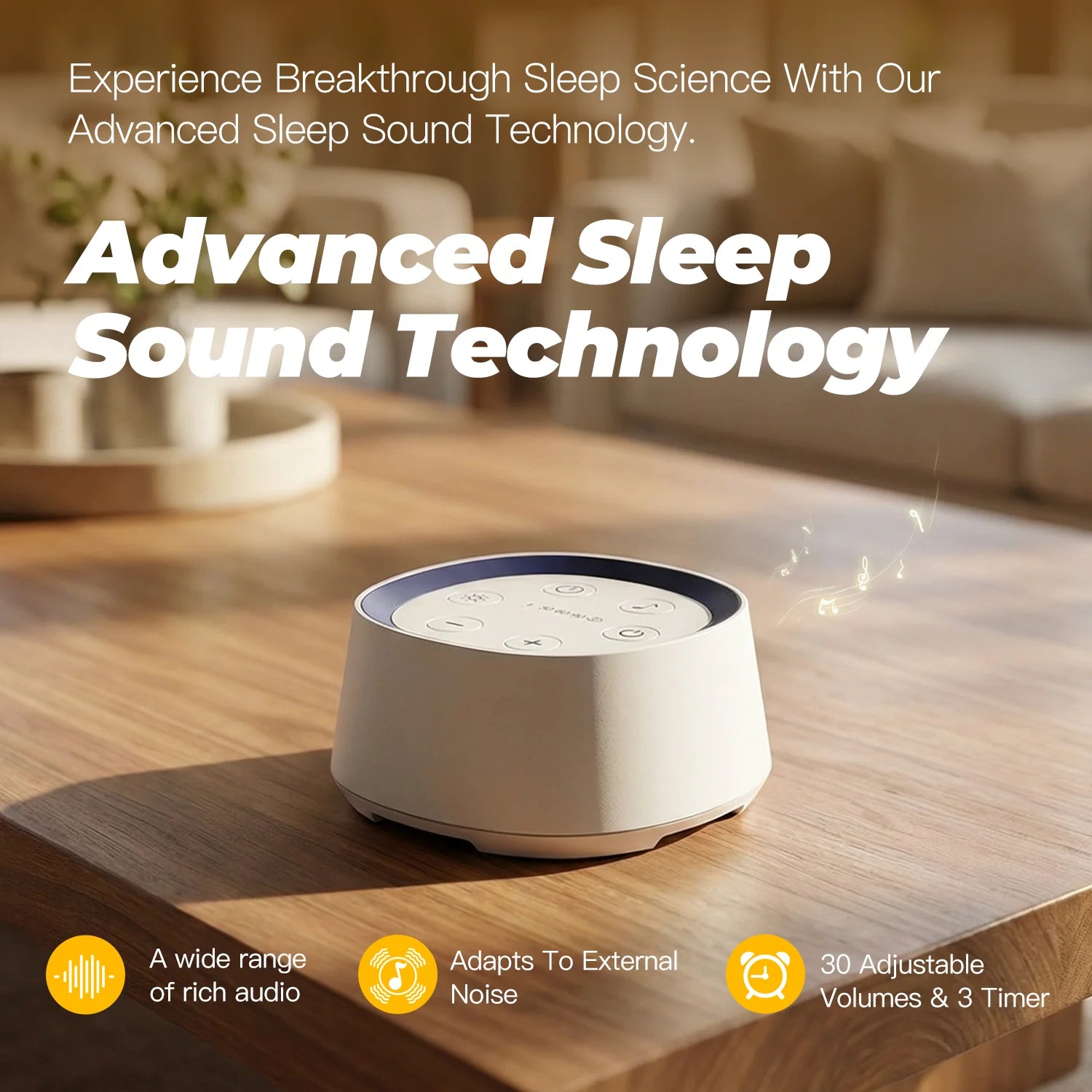 Máquina Portátil de Ruido Blanco para Adultos, 30 Sonidos Relajantes, Luz Nocturna, Temporizador, Recargable, Ayuda para Dormir, Meditación y Relajación