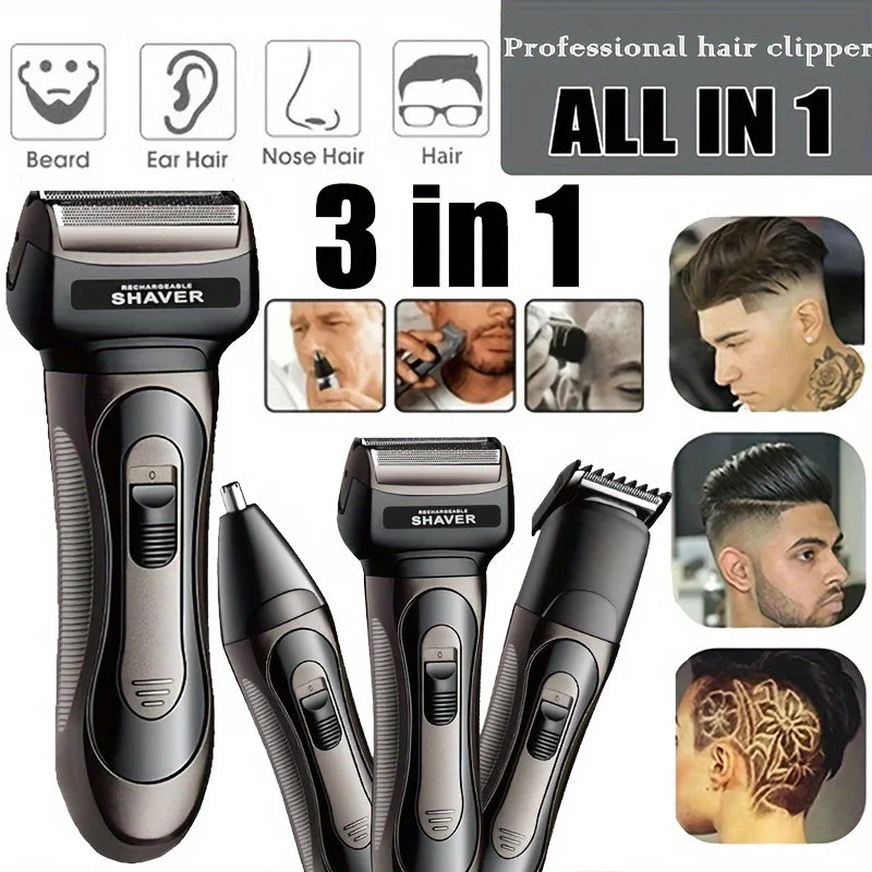 Xiaomi-Afeitadora eléctrica 3 en 1 para hombre, Kit de aseo, recortador de pelo y Barba, máquina de afeitar para cuerpo, nariz y orejas, afeitadora facial recargable
