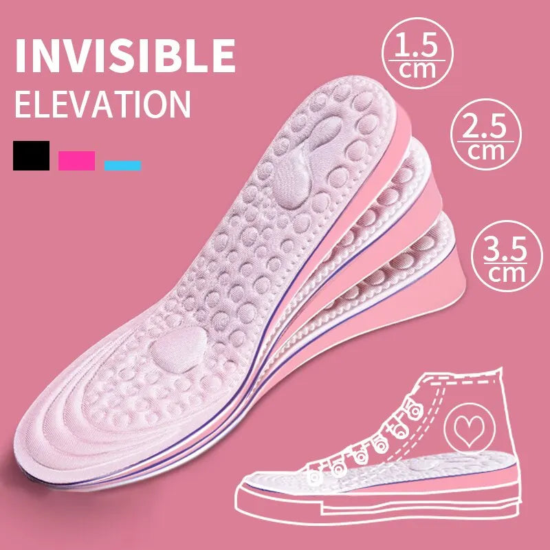Plantillas de altura aumentada para zapatos de mujer, suela interior, inserto de zapato, elevación del talón, comodidad EVA, plantillas para el cuidado de los pies, 1 par