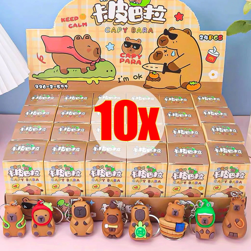 Caja Sorpresa con Llavero de Muñeco de Capibara, Juguetes de Descompresión de Lotería Musical para Niños, Decoración de Mochila de Capibara de Dibujos Animados