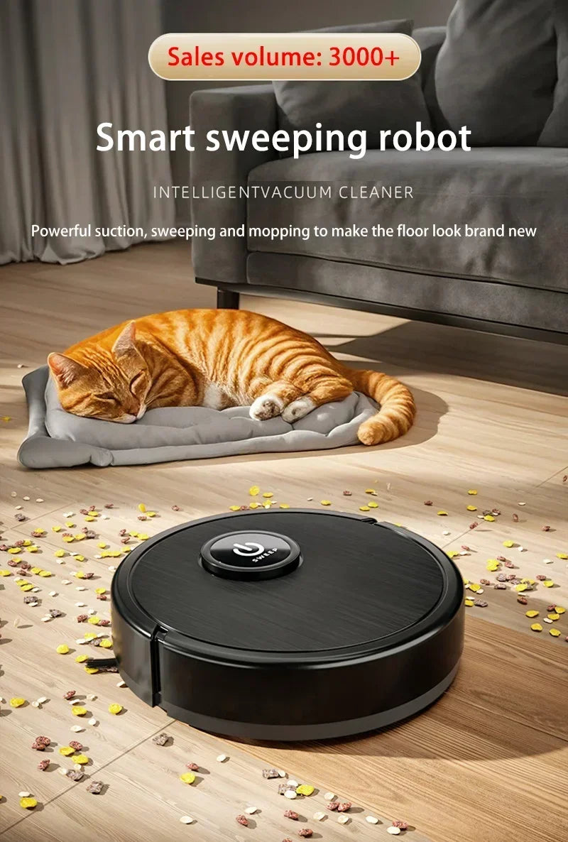 Robot Aspirador Inteligente 3 en 1, 6000Pa de Succión Potente, Función de Barrido y Fregado, Carga USB, Navegación Láser, para Pelo de Mascotas y Pisos Duros, Novedad 2026
