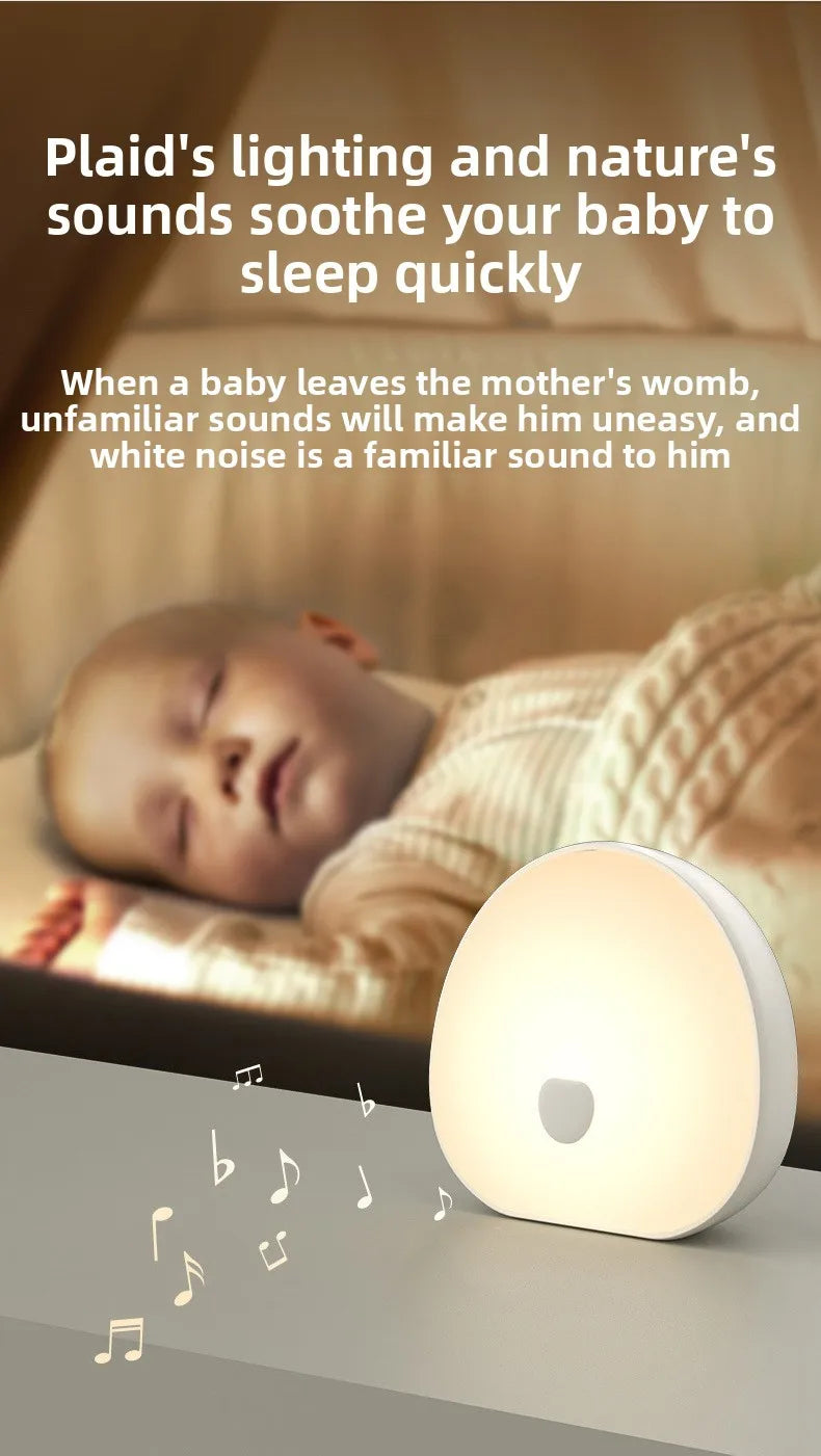 Máquina de Ruido Blanco LED para Dormir con Sonidos Relajantes, Lámpara Nocturna RGB Recargable Táctil, Audio Relajante y Lámpara para Dormir para Bebés