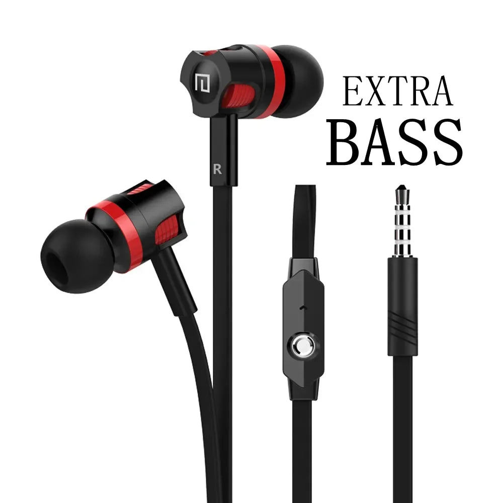 Auriculares Extra Bass con cable, auriculares de 3,5mm con micrófono, estilo fideos, auriculares deportivosки para Samsung