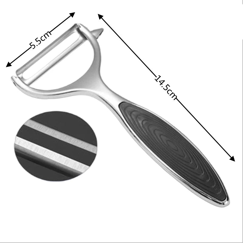 Cuchillo de pelar de acero inoxidable, venta al por mayor, cepillador de melón y calabaza, cocina, aleación de Zinc, pelador de frutas y melón, cuchillo raspador para el hogar