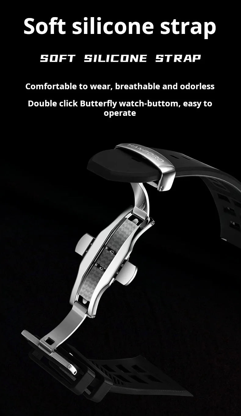 Reloj mecánico con volante ahuecado de HANBOROMen, reloj impermeable luminoso personalizado completamente automático