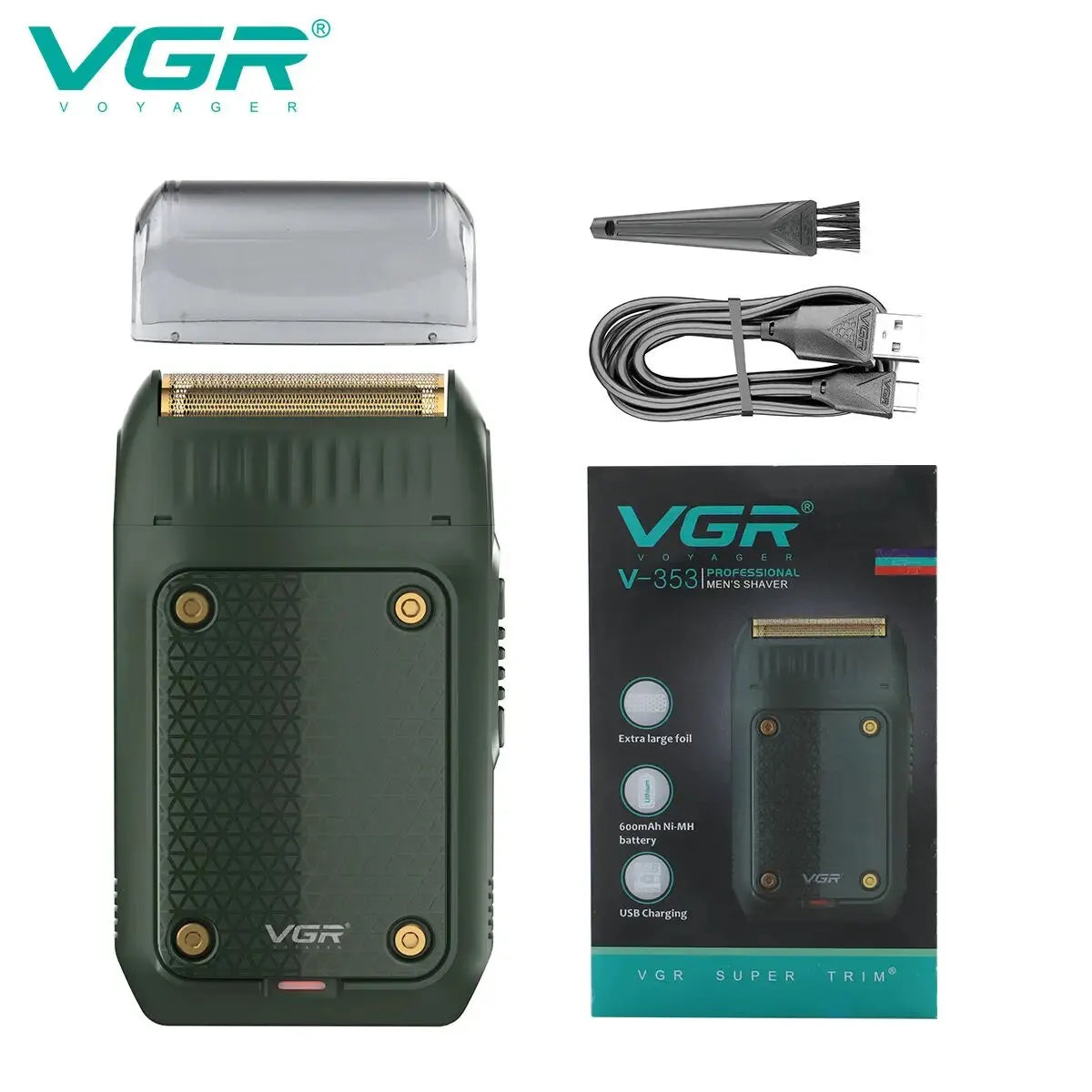 Afeitadora VGR V-353 de afeitar profesional, máquina de afeitar eléctrica, recortadora de barba portátil, Mini afeitadora recargable para hombres