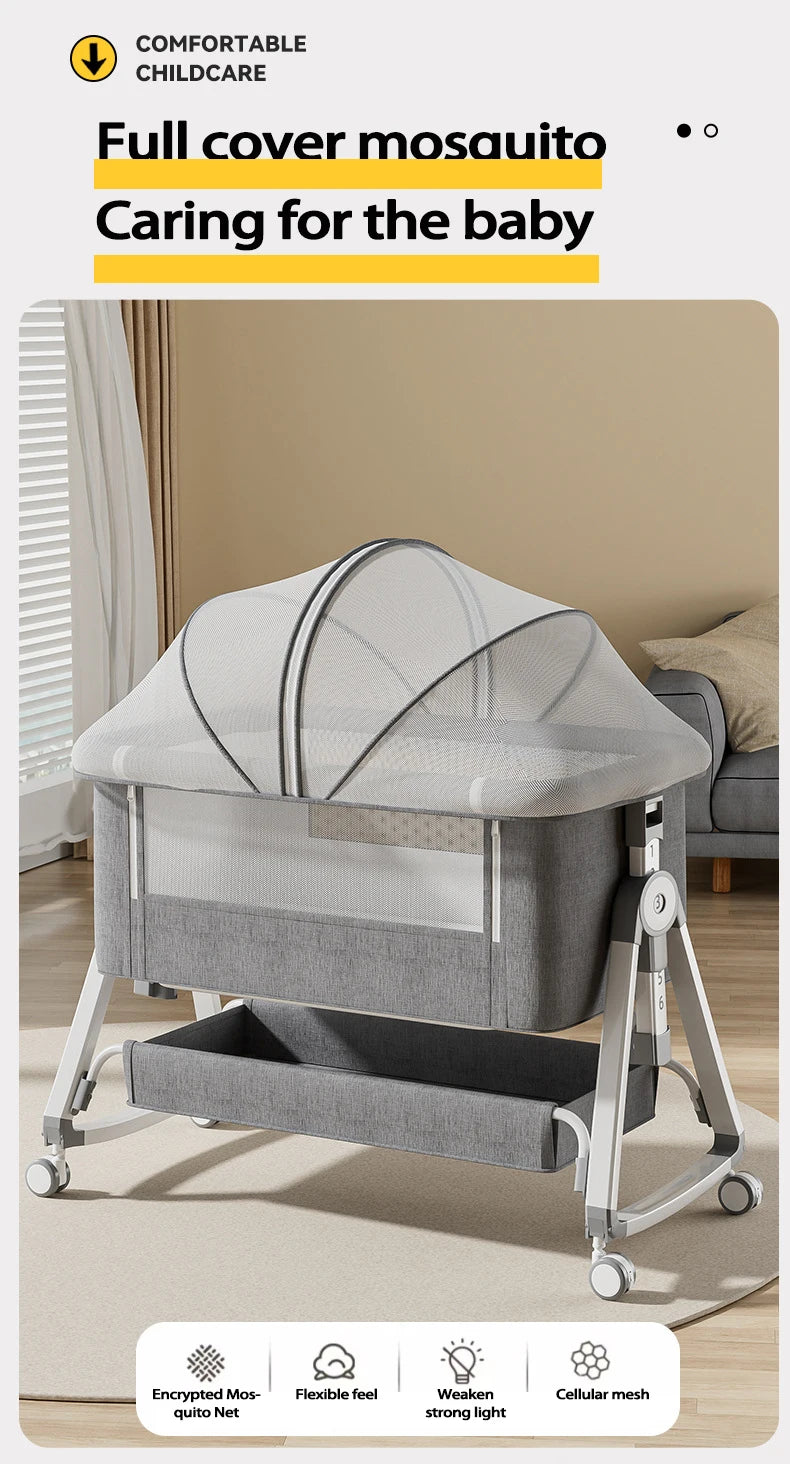 Cuna Multifuncional Segura para Bebés, Plegable, con Función de Balanceo, para Colocar Junto a la Cama, Portátil, para Recién Nacidos, para una Vida Familiar Más Sencilla