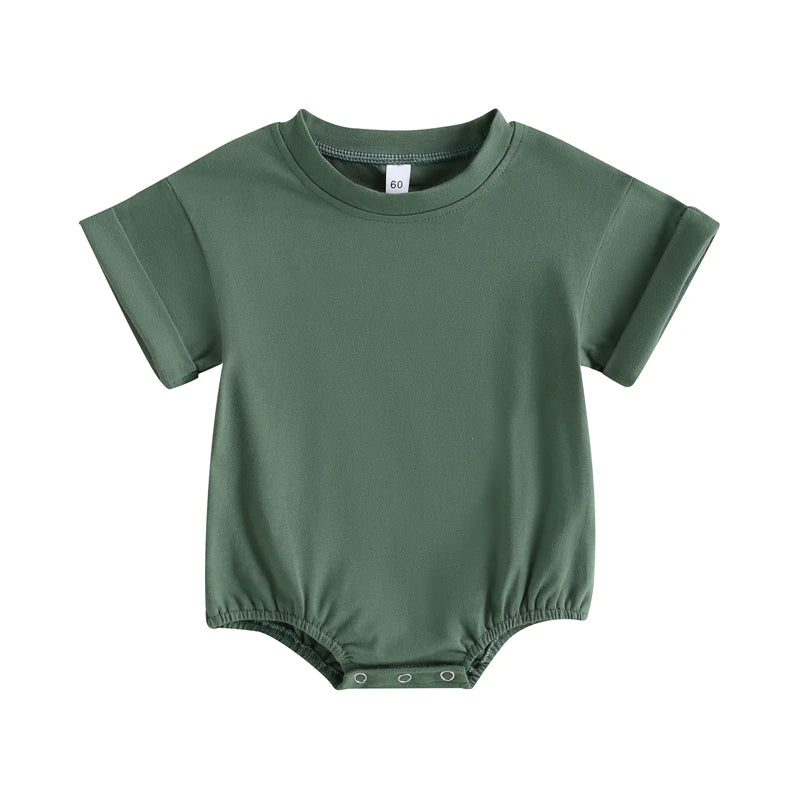 Pelele para bebé recién nacido, ropa de cuello redondo, monos sueltos informales sólidos, Pelele de algodón para niño pequeño
