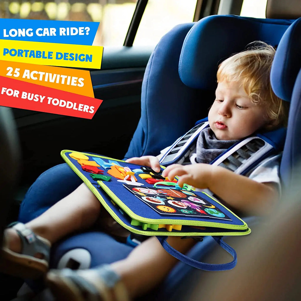 Juguetes Montessori, tablero ocupado, tablero de desarrollo de actividades sensoriales para niños pequeños para habilidades motoras, juguetes educativos de actividades de viaje