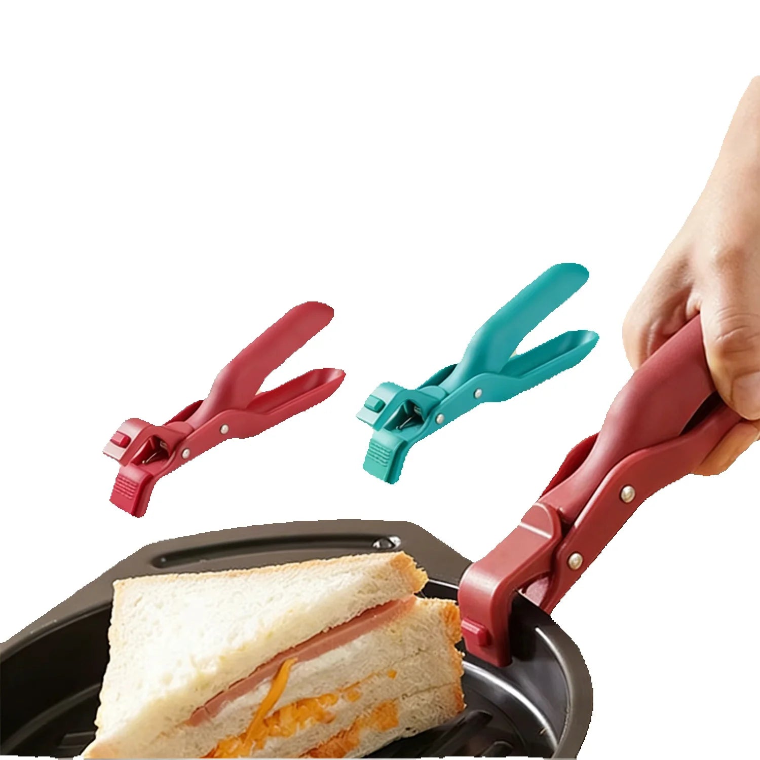 Pinzas de silicona antideslizantes para alimentos, seguras para sujetar platos y cuencos calientes, pinzas para platos, pinzas de cocina, pinzas para bandejas de horno, pinzas para cuencos, juego de dos piezas rojo y azul #ki