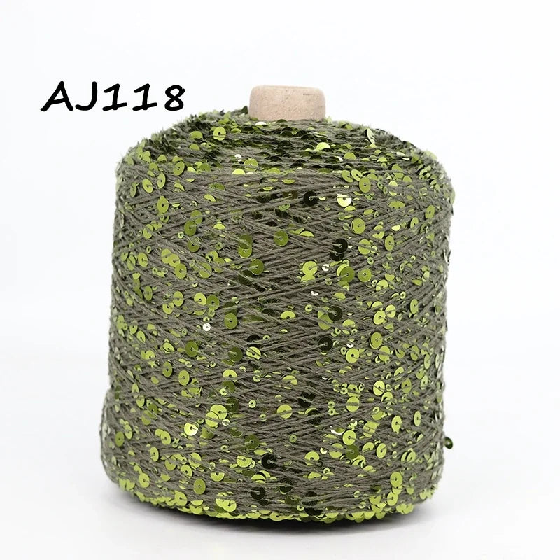 Cooamuu-Hilo de lentejuelas de algodón de lujo, hilo para tejer a mano, 500G/bobina, 3MM + 6MM, accesorios de lentejuelas